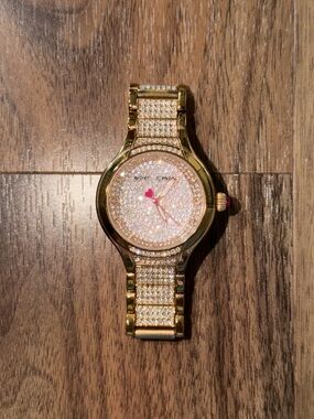 Betsey Johnson Gold and Crystal  Pavé Women's Watch